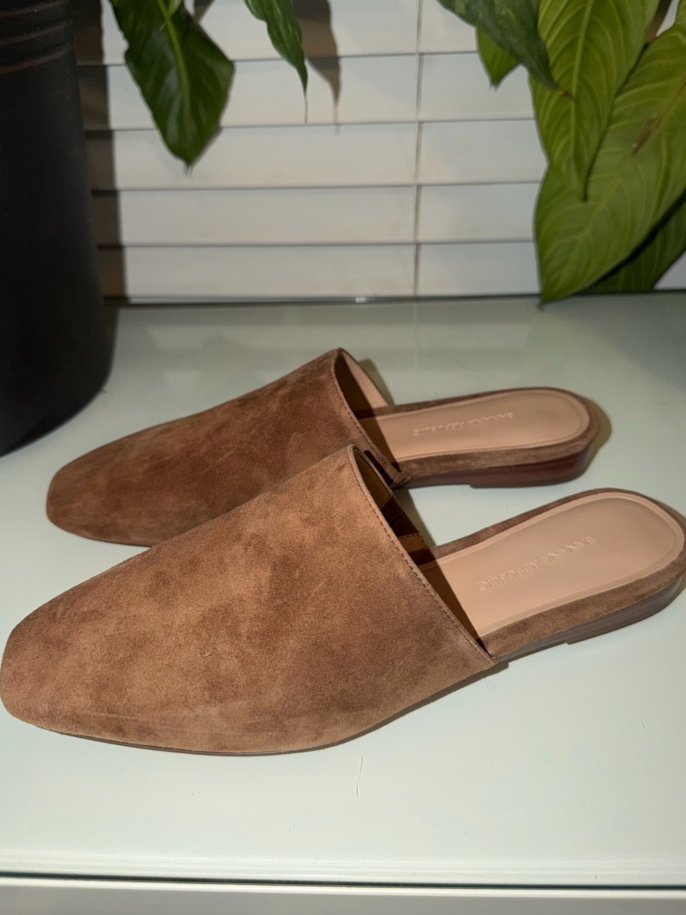 Banana Republic Brown Suede Backless Mules